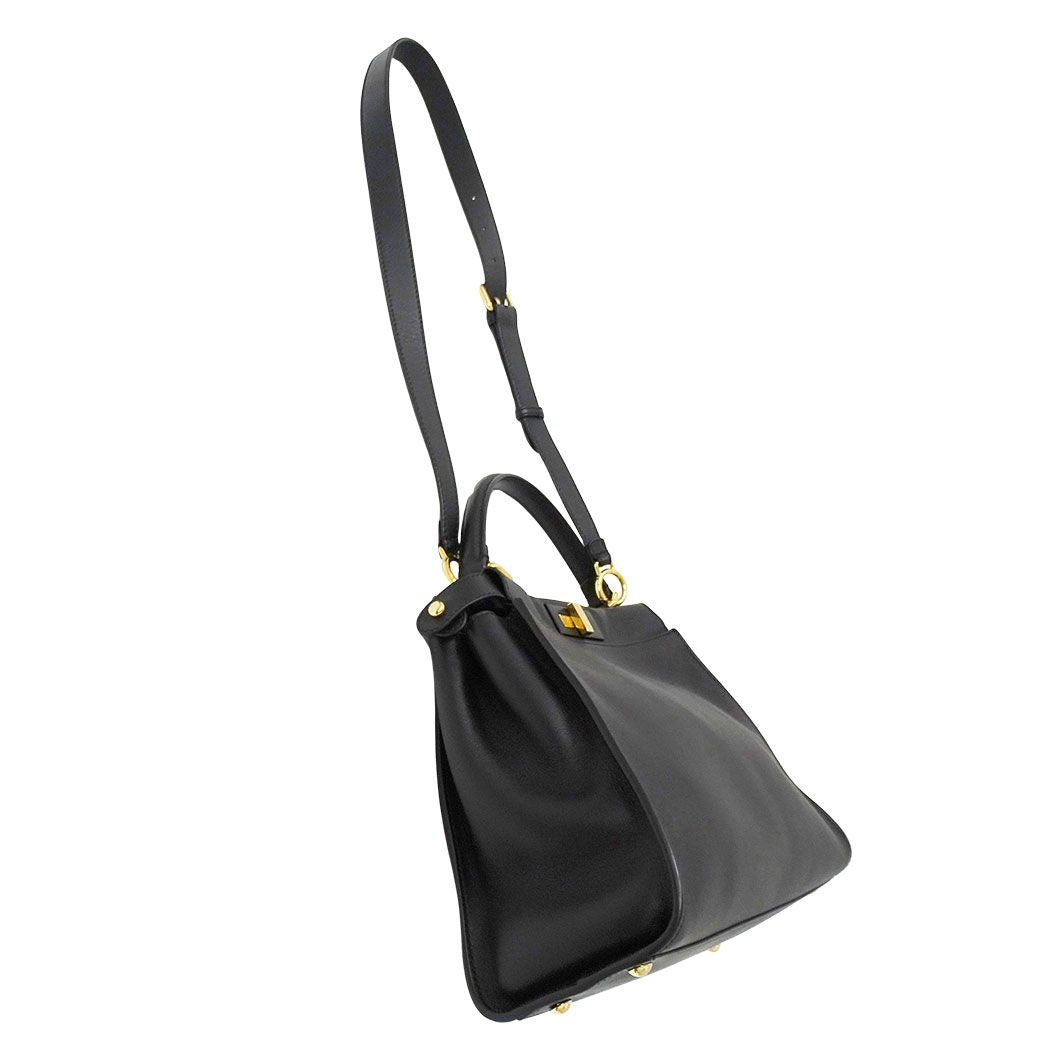 Fendi 2-Way Shoulder Bag Leather Peekaboo Regular Black Handle Simple — view 5