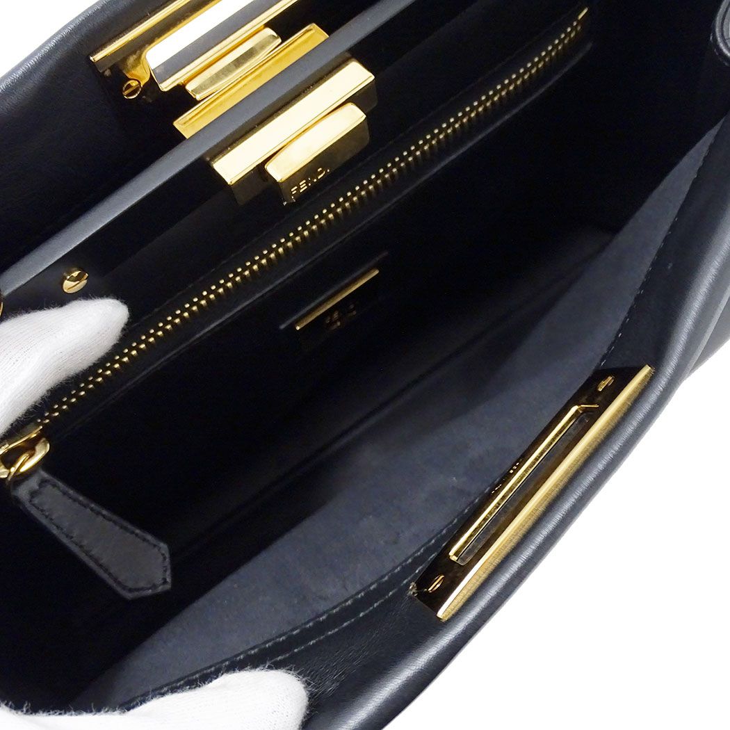 Fendi 2-Way Shoulder Bag Leather Peekaboo Regular Black Handle Simple — view 6