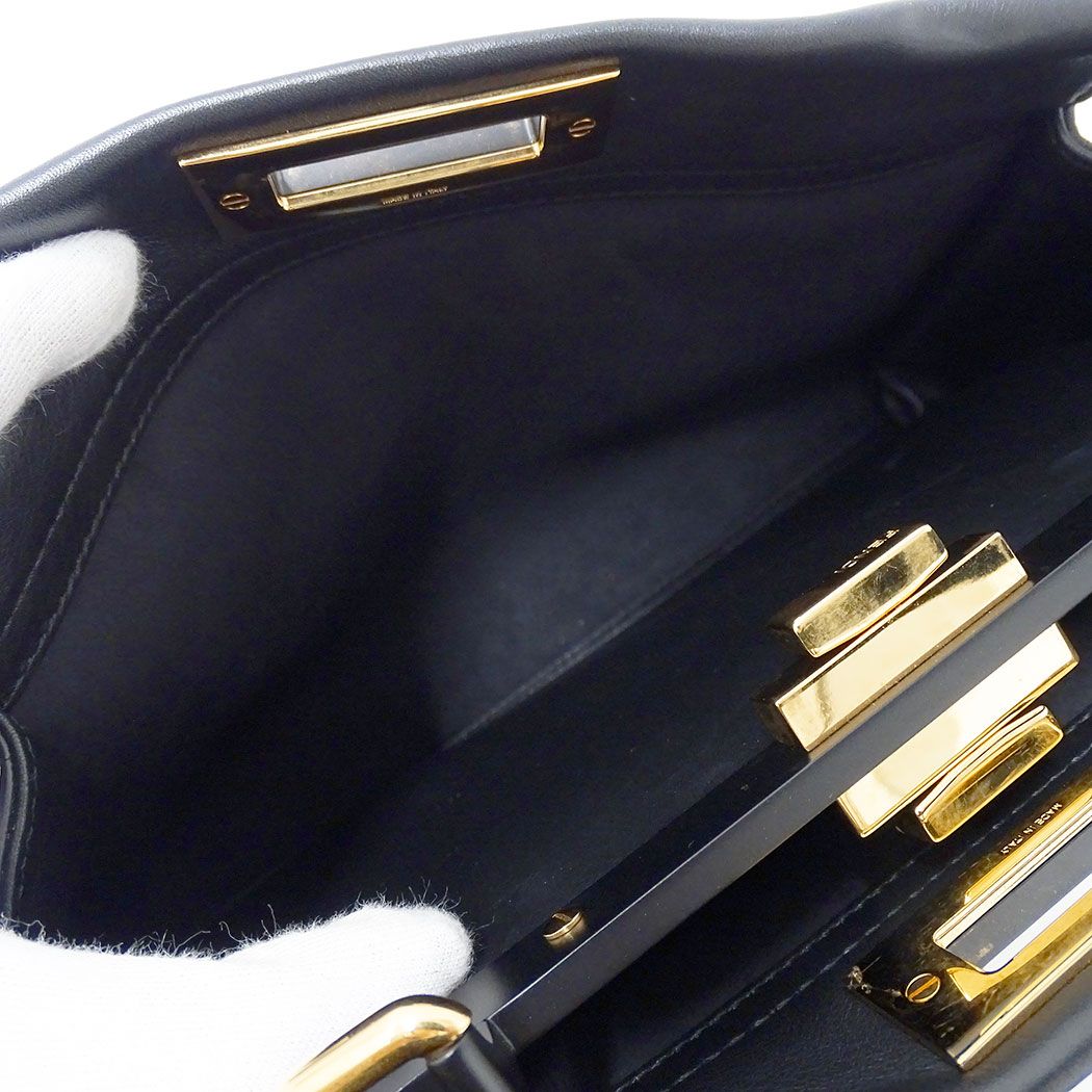 Fendi 2-Way Shoulder Bag Leather Peekaboo Regular Black Handle Simple — view 7