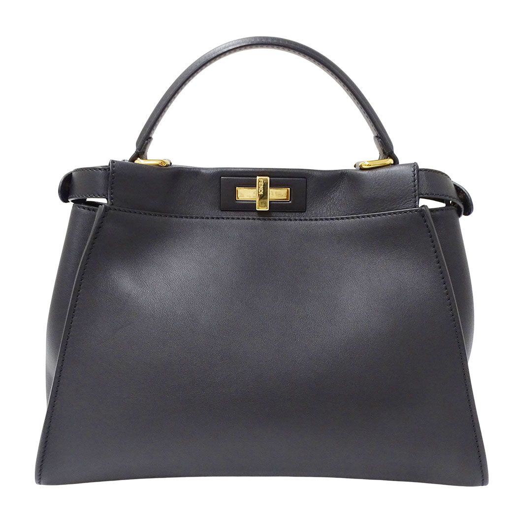 Fendi 2-Way Shoulder Bag Leather Peekaboo Regular Black Handle Simple — view 2