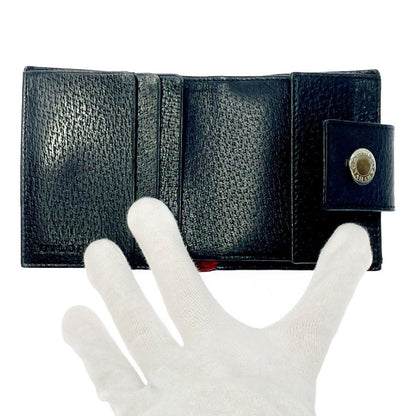 Bvlgari Canvas Leather Snap Logomania Bifold Wallet Black — view 6
