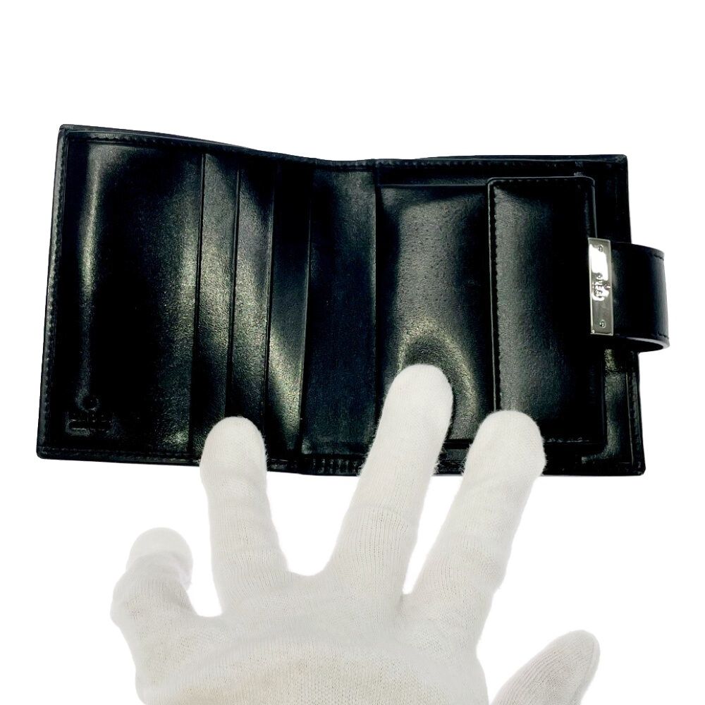 Gucci GG Canvas Leather Bifold Wallet Black — view 6