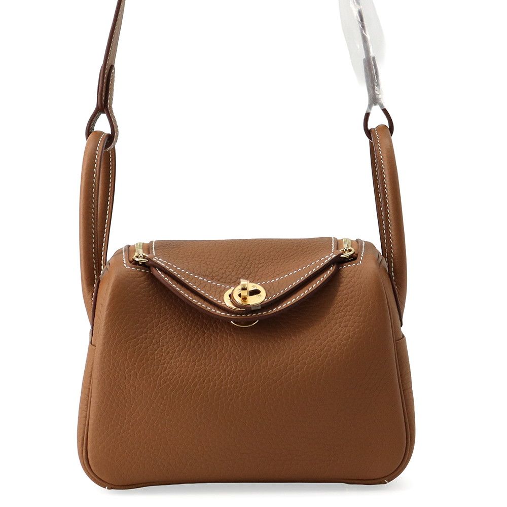 Hermes Handbag Lindy Mini Gold Taurillon Clemence 2-Way