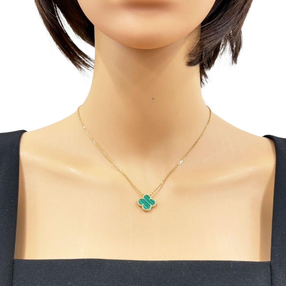 Van Cleef & Arpels Vintage Alhambra Necklace 18k Yellow Gold Malachite — view 2