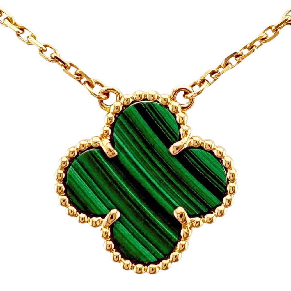 Van Cleef & Arpels Vintage Alhambra Necklace 18k Yellow Gold Malachite — view 3