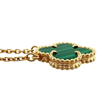Van Cleef & Arpels Vintage Alhambra Necklace 18k Yellow Gold Malachite — view 4