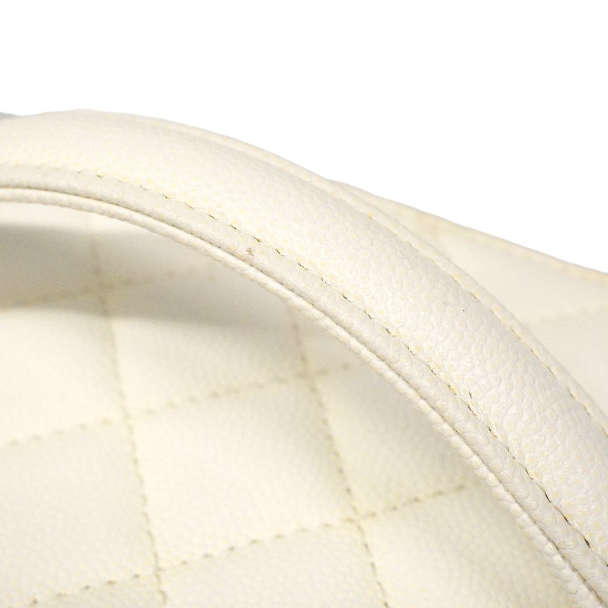 Chanel Vanity Bag Quilted Caviar Leather White Champagne Gold 2-Way Bag — view 8