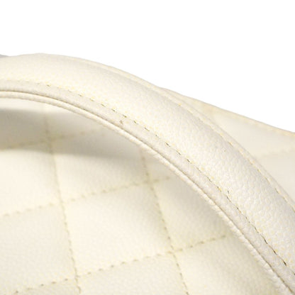 Chanel Vanity Bag Quilted Caviar Leather White Champagne Gold 2-Way Bag — view 8