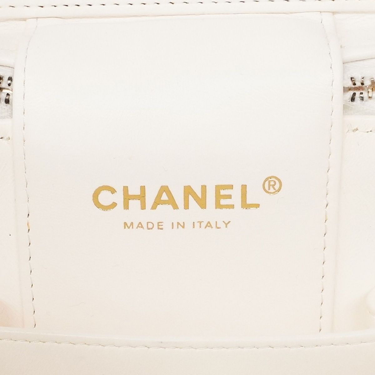 Chanel Vanity Bag Quilted Caviar Leather White Champagne Gold 2-Way Bag — view 5