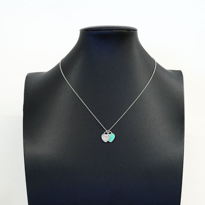Tiffany & Co Necklace Double Return to Tiffany Heart 925 Sterling Silver Blue — view 7