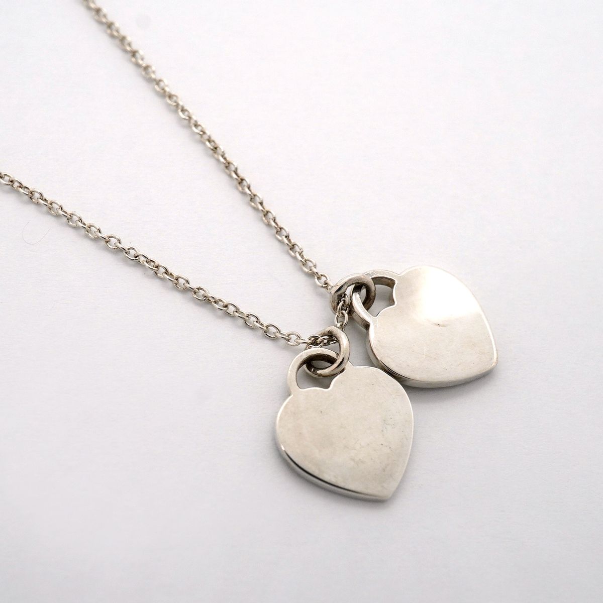 Tiffany & Co Necklace Double Return to Tiffany Heart 925 Sterling Silver Blue — view 2