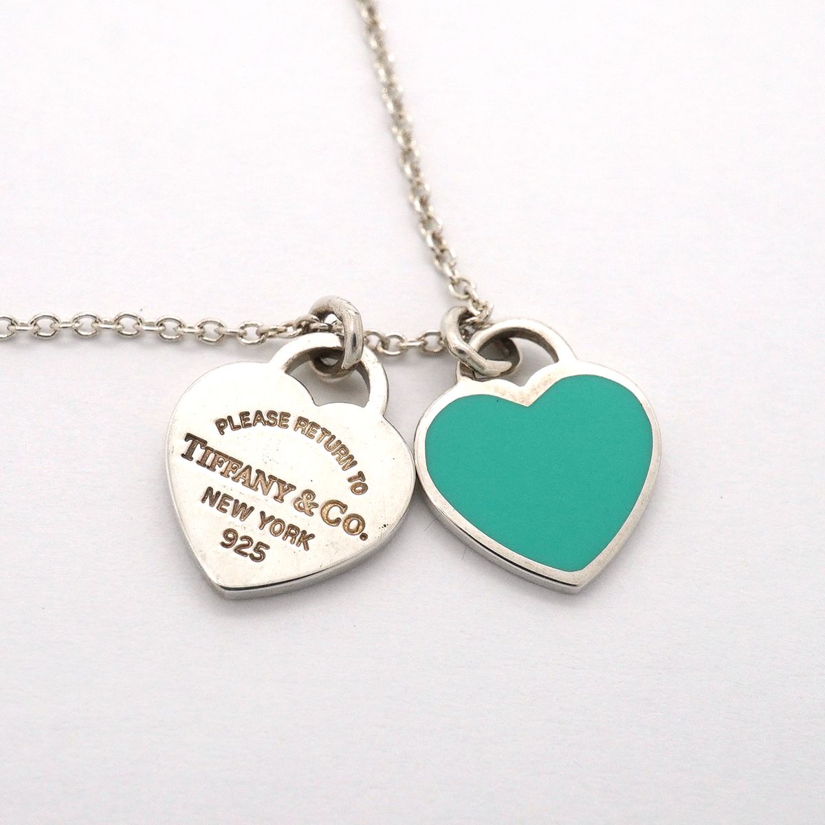 Tiffany & Co Necklace Double Return to Tiffany Heart 925 Sterling Silver Blue — view 6