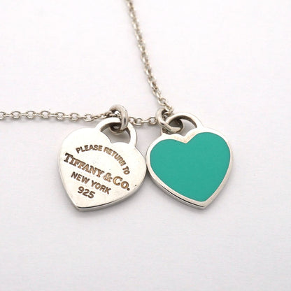 Tiffany & Co Necklace Double Return to Tiffany Heart 925 Sterling Silver Blue — view 6