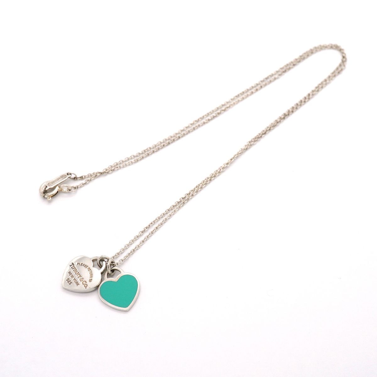 Tiffany & Co Necklace Double Return to Tiffany Heart 925 Sterling Silver Blue — view 3
