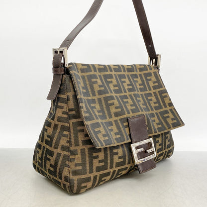 Fendi Handbag Zucca Mamma Bucket Nylon Canvas Brown Silver — view 2