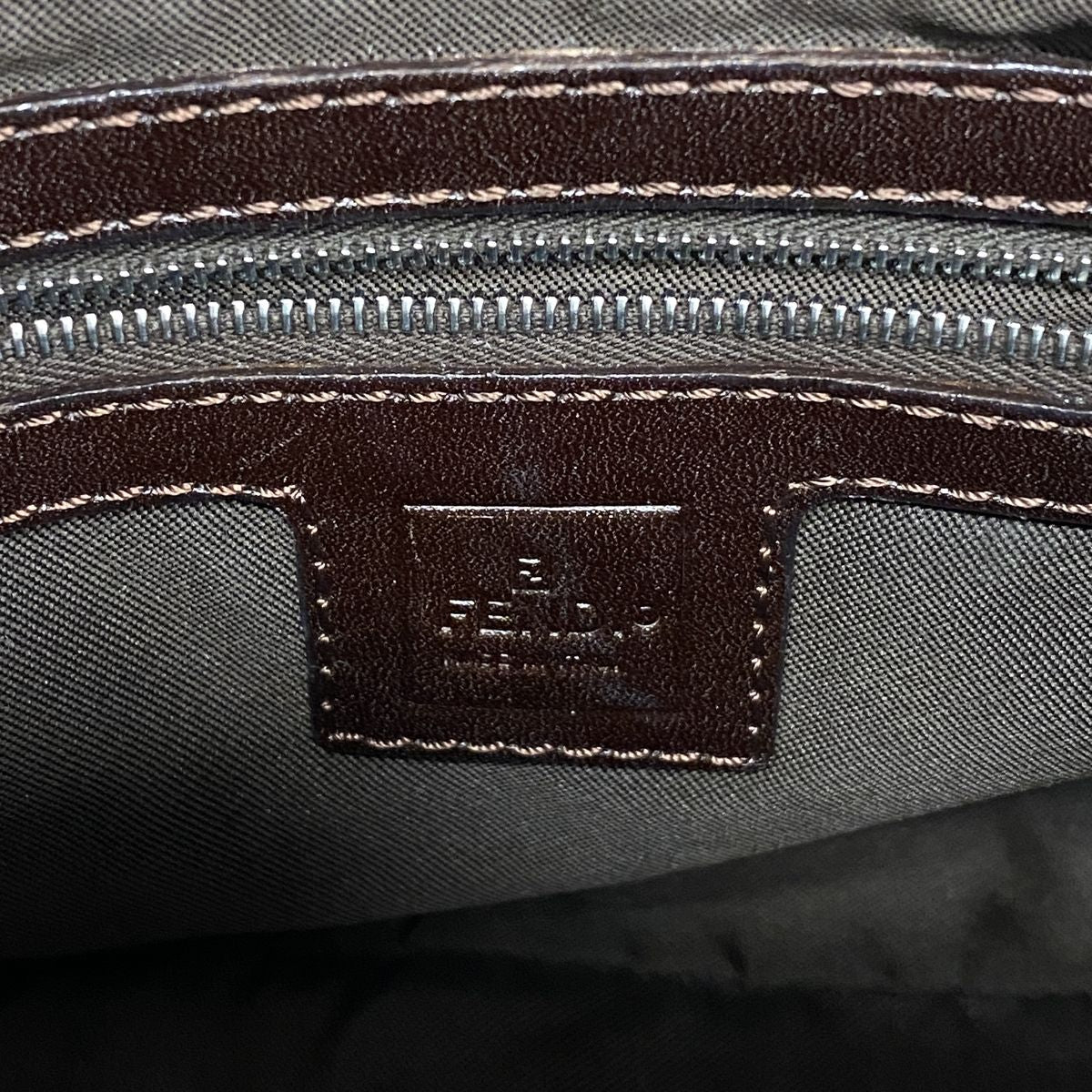 Fendi Handbag Zucca Mamma Bucket Nylon Canvas Brown Silver — view 5
