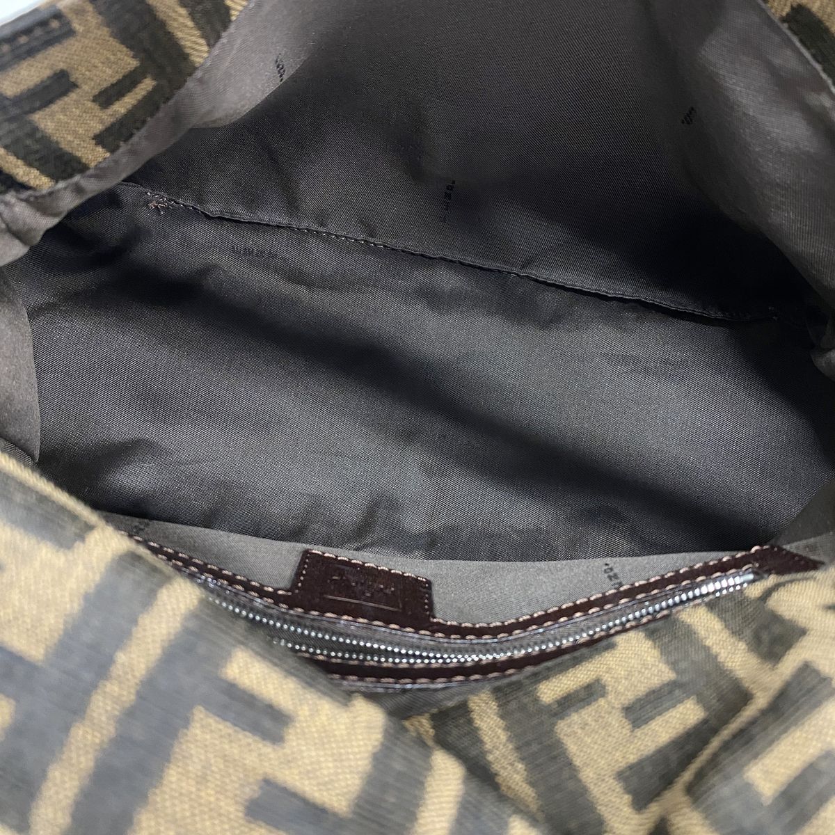 Fendi Handbag Zucca Mamma Bucket Nylon Canvas Brown Silver — view 4