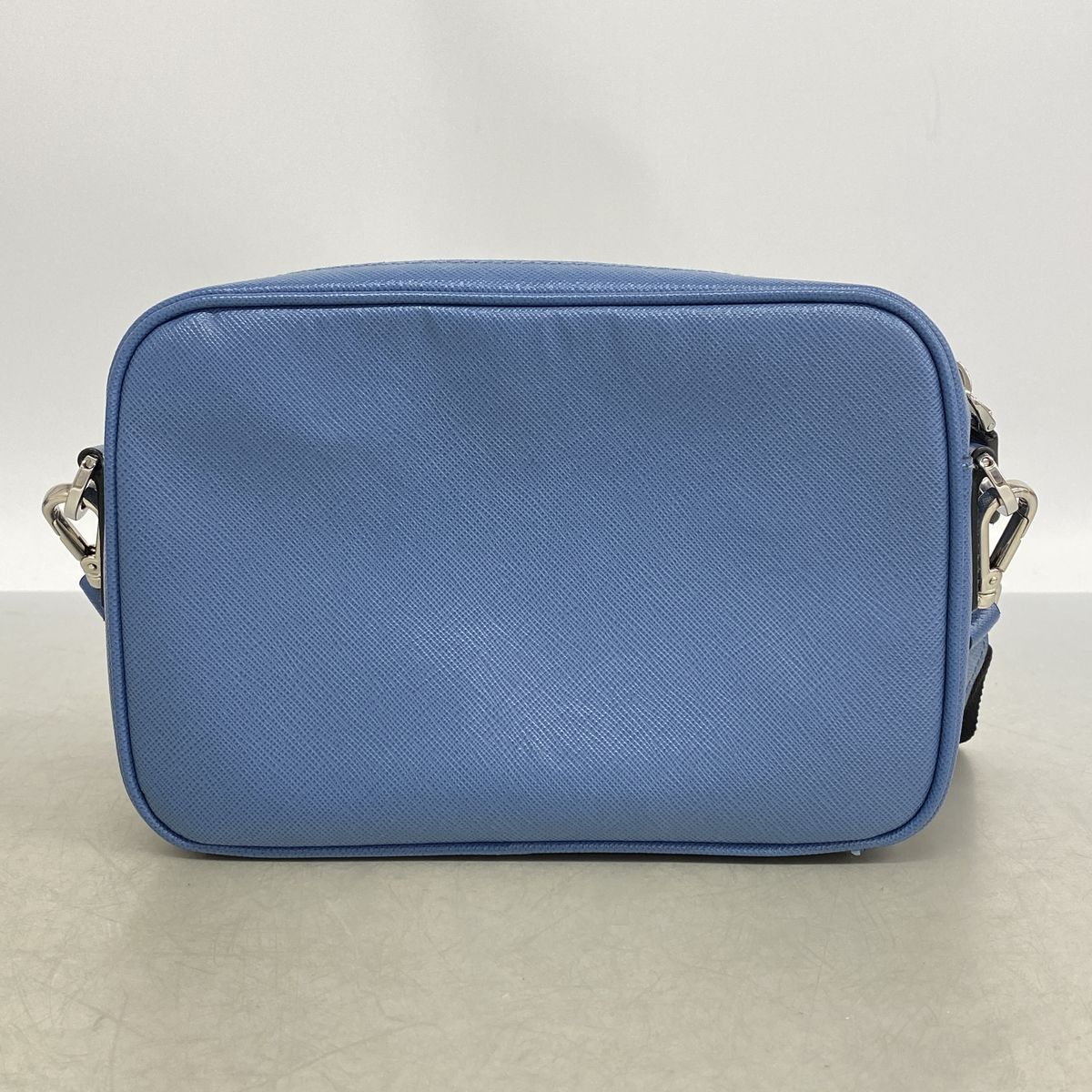Prada Shoulder Bag Leather Blue Silver — view 8