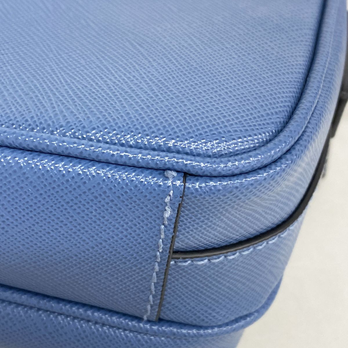 Prada Shoulder Bag Leather Blue Silver — view 6