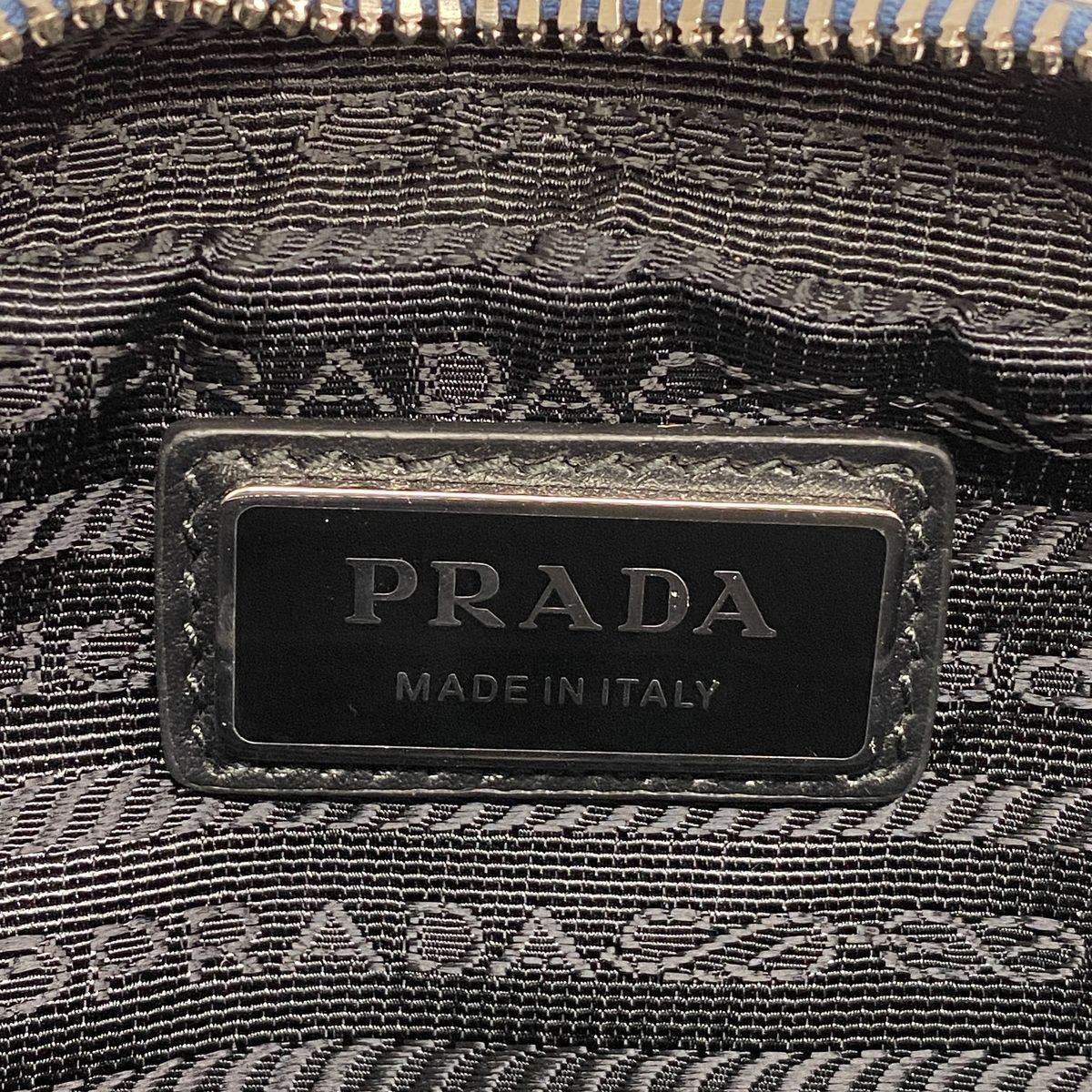 Prada Shoulder Bag Leather Blue Silver — view 5