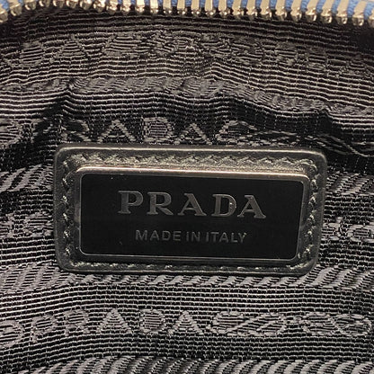 Prada Shoulder Bag Leather Blue Silver — view 5