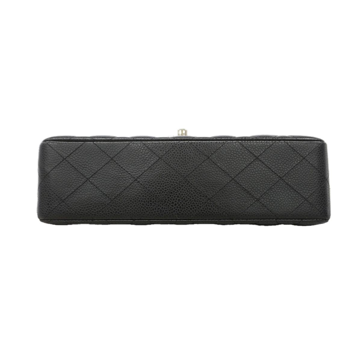 Chanel Shoulder Bag Quilted Caviar Leather Black Silver — view 3