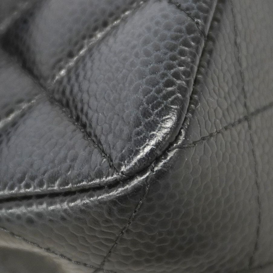Chanel Shoulder Bag Quilted Caviar Leather Black Silver — view 7
