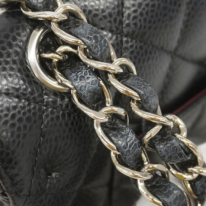 Chanel Shoulder Bag Quilted Caviar Leather Black Silver — view 6