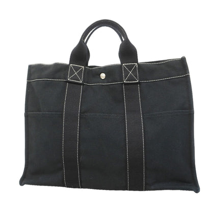 Hermes Tote Bag Deauville MM Canvas Black Silver