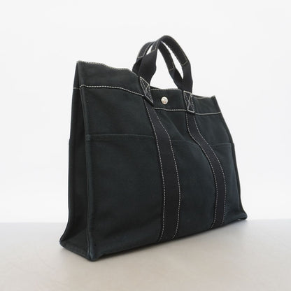 Hermes Tote Bag Deauville MM Canvas Black Silver — view 2