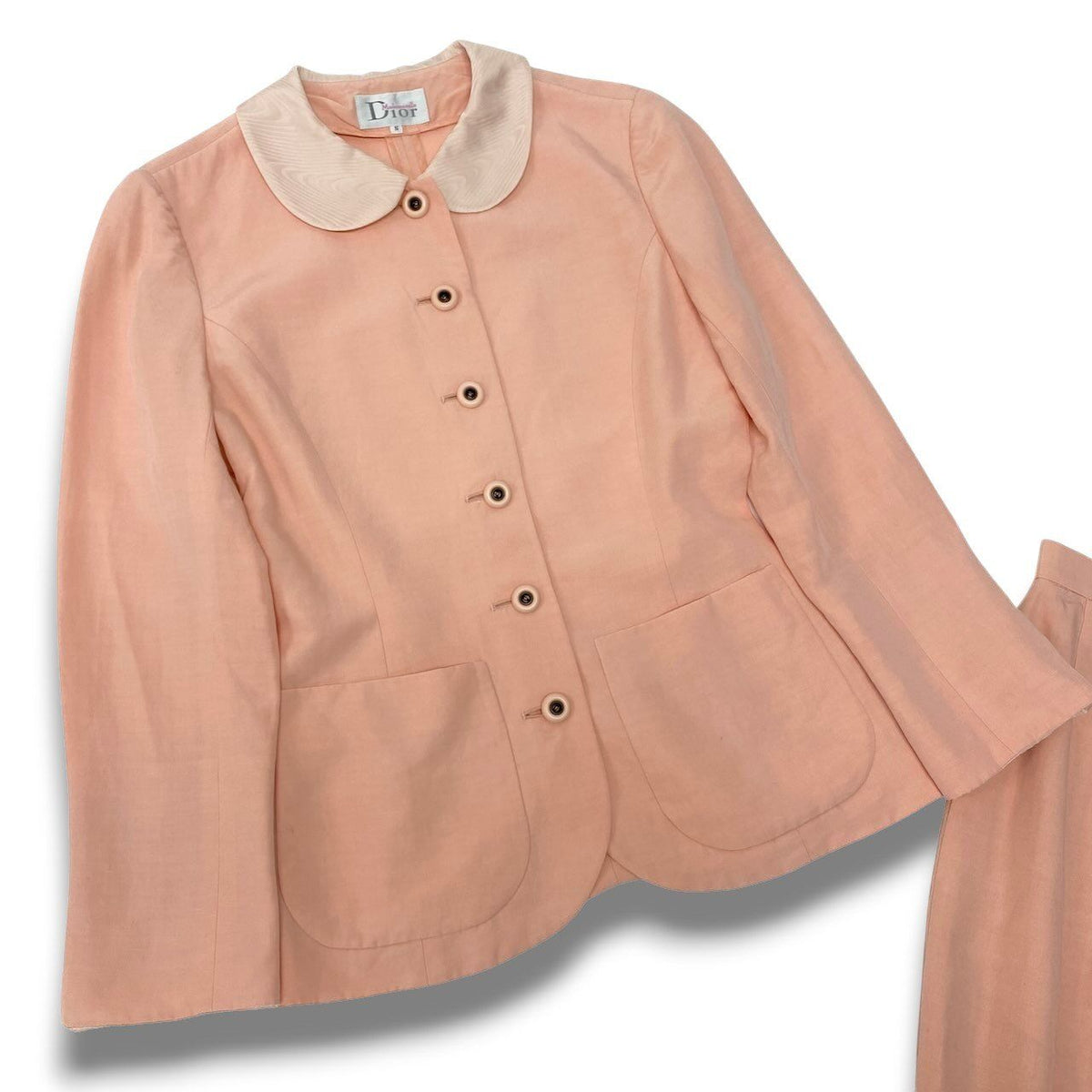 Dior Mademoiselle Skirt Set Jacket Pencil Round Collar Pink S — view 2