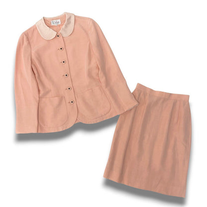 Dior Mademoiselle Skirt Set Jacket Pencil Round Collar Pink S — view 4