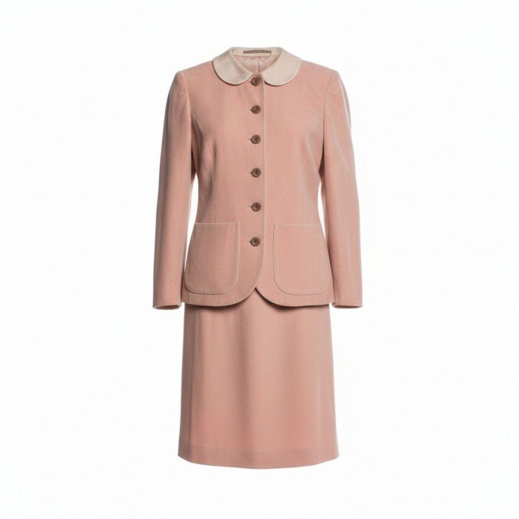Dior Mademoiselle Skirt Set Jacket Pencil Round Collar Pink S