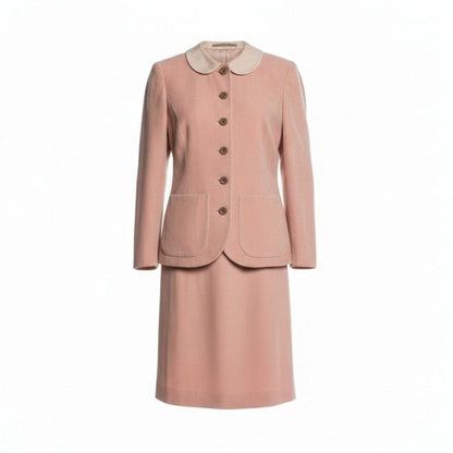 Dior Mademoiselle Skirt Set Jacket Pencil Round Collar Pink S