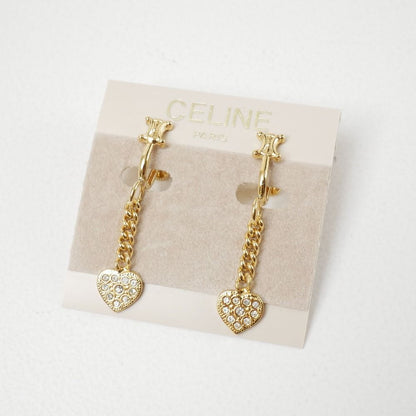 Celine Earrings Triomphe Macadam Heart Charm Rhinestone — view 3