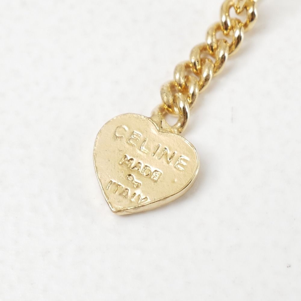 Celine Earrings Triomphe Macadam Heart Charm Rhinestone — view 8