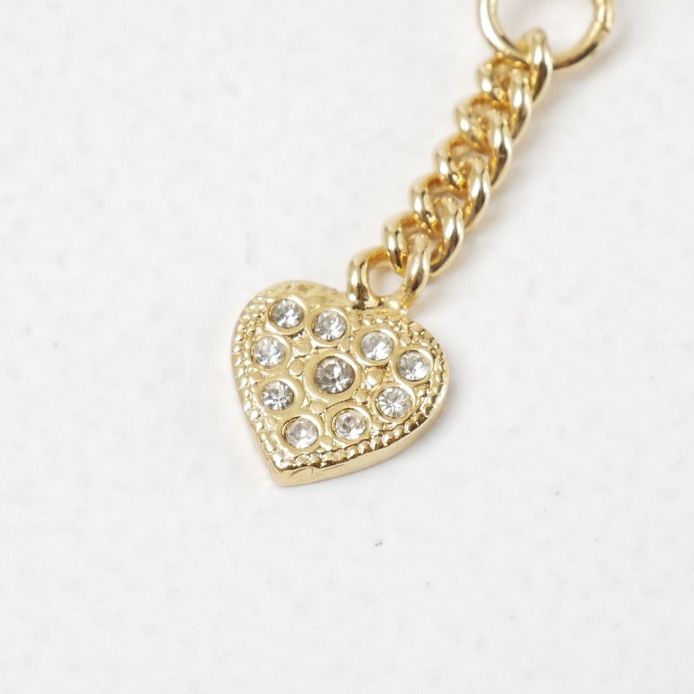 Celine Earrings Triomphe Macadam Heart Charm Rhinestone — view 4