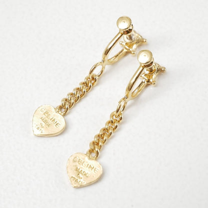 Celine Earrings Triomphe Macadam Heart Charm Rhinestone — view 7