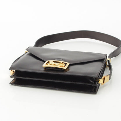 Celine Leather Carriage Shoulder Bag Black — view 5