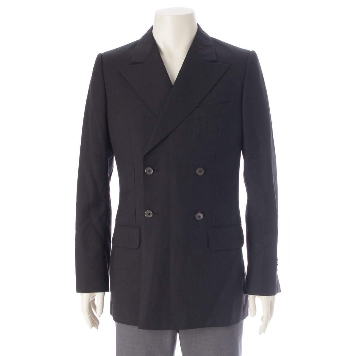 Saint Laurent Rive Gauche Tom Ford Era Wool Double Breasted Wide Lapel Stripe