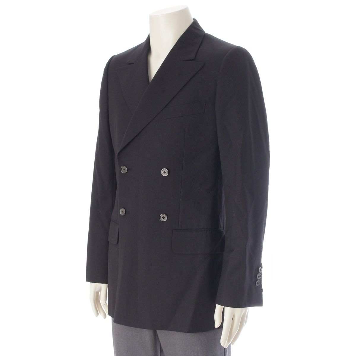 Saint Laurent Rive Gauche Tom Ford Era Wool Double Breasted Wide Lapel Stripe — view 2