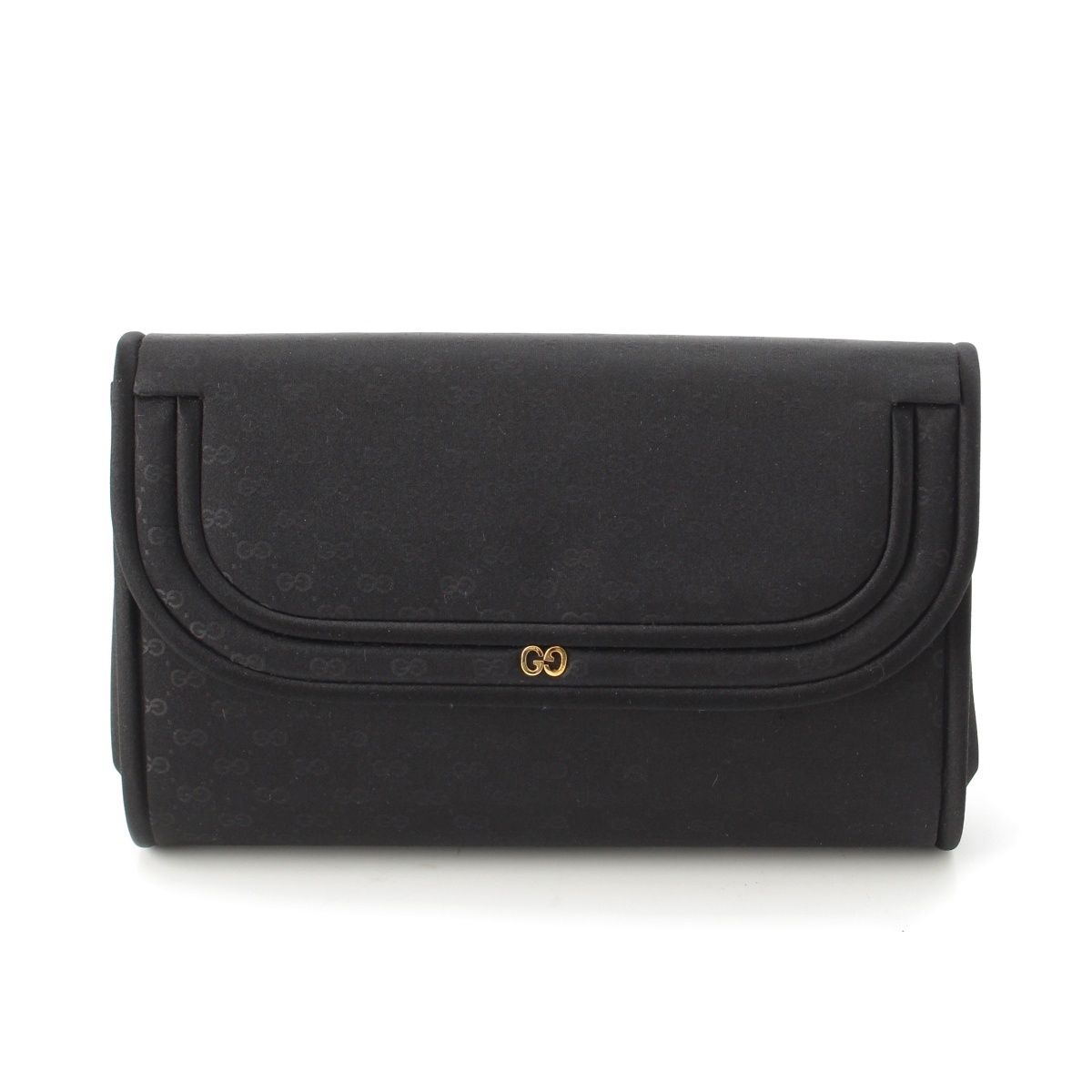 Gucci Satin Leather Vintage GG Clutch Hand Pouch Black