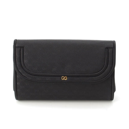 Gucci Satin Leather Vintage GG Clutch Hand Pouch Black