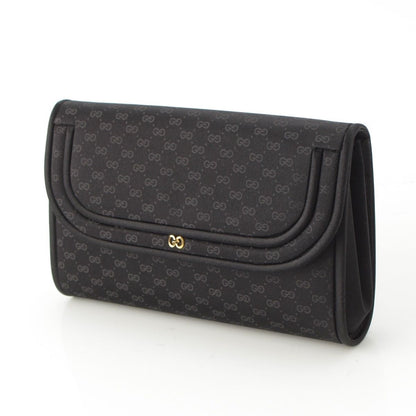 Gucci Satin Leather Vintage GG Clutch Hand Pouch Black — view 2