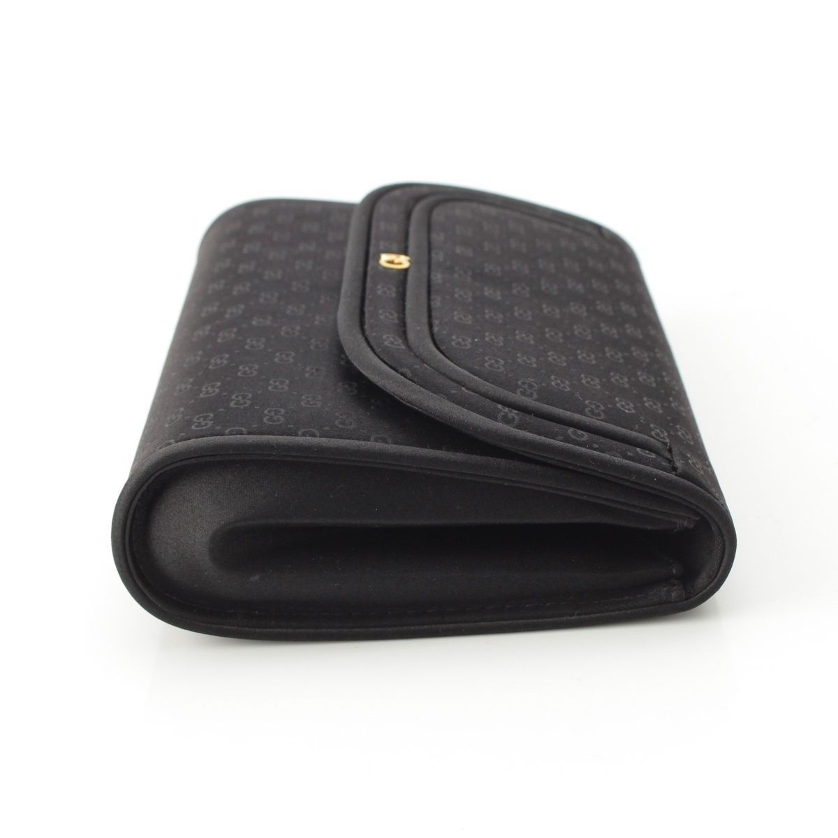 Gucci Satin Leather Vintage GG Clutch Hand Pouch Black — view 3