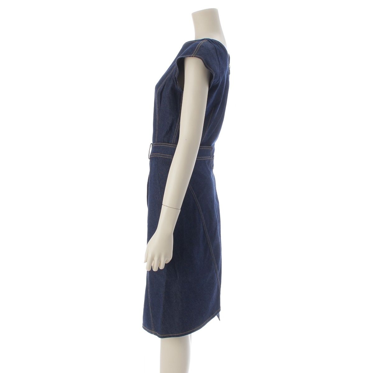 Dior Galliano Era Denim Stitch Dress Short Sleeve Indigo 40 — view 3