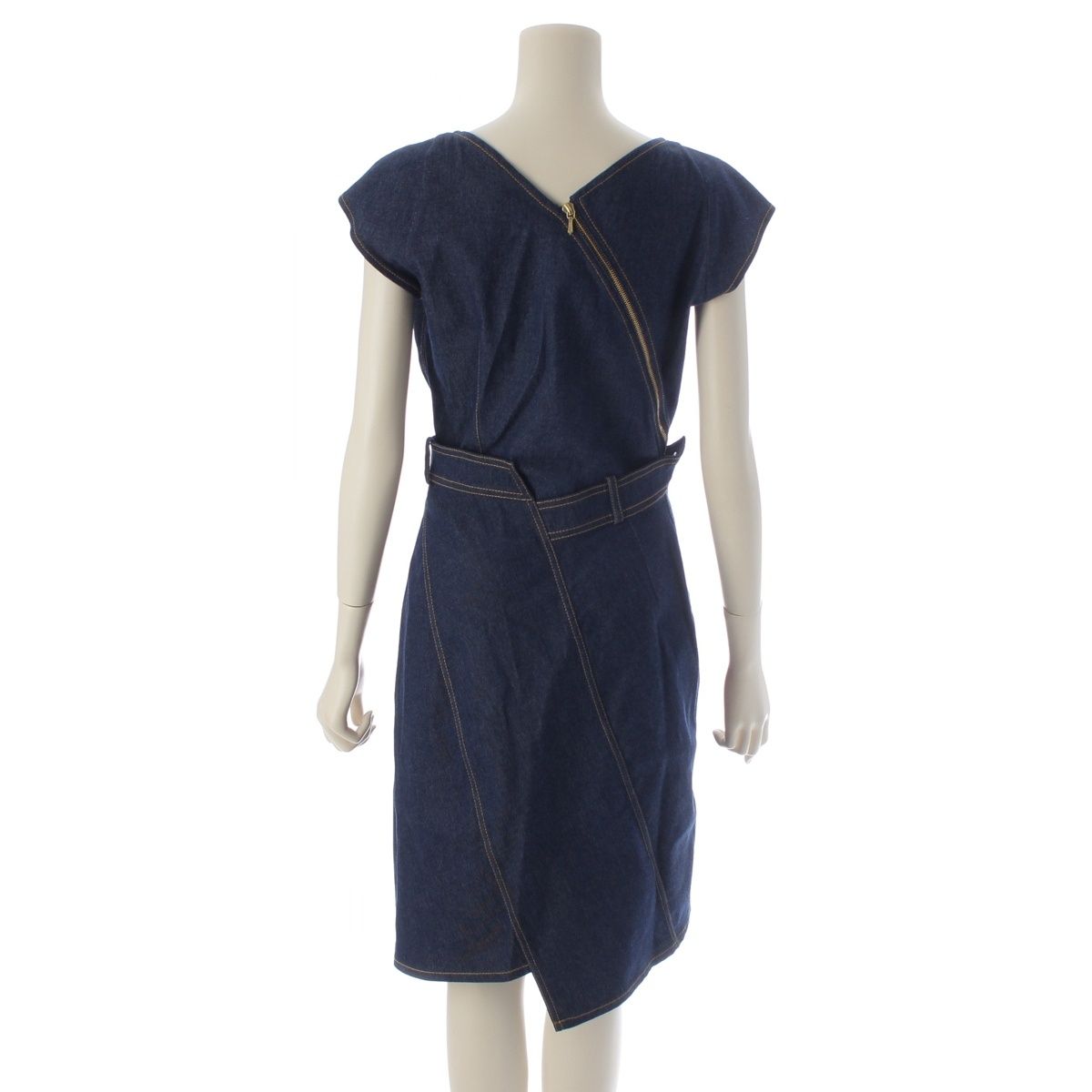 Dior Galliano Era Denim Stitch Dress Short Sleeve Indigo 40 — view 4