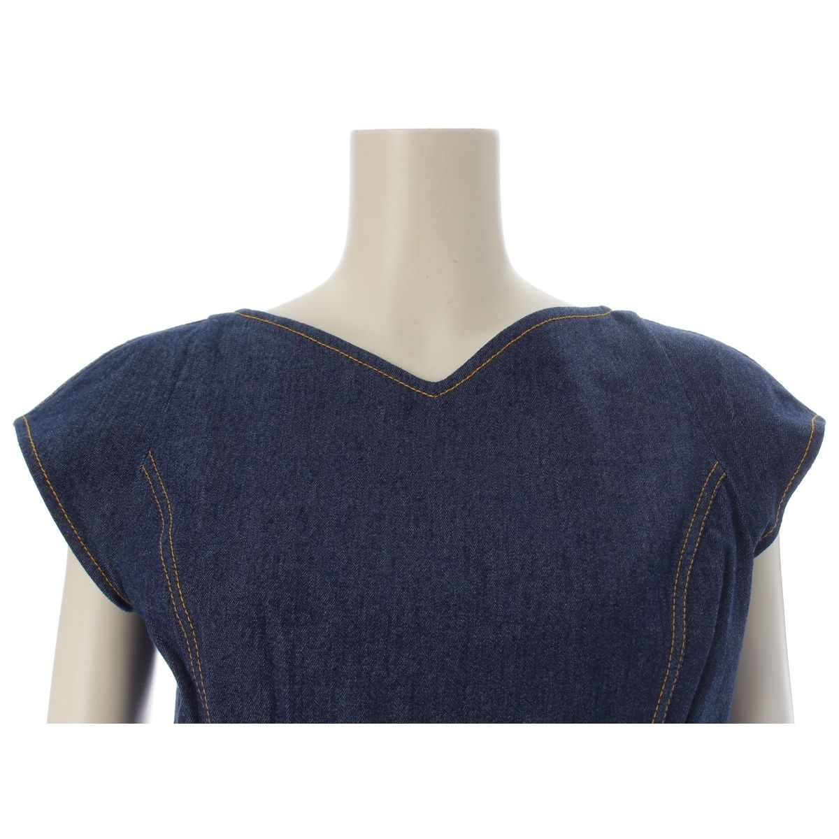 Dior Galliano Era Denim Stitch Dress Short Sleeve Indigo 40 — view 5