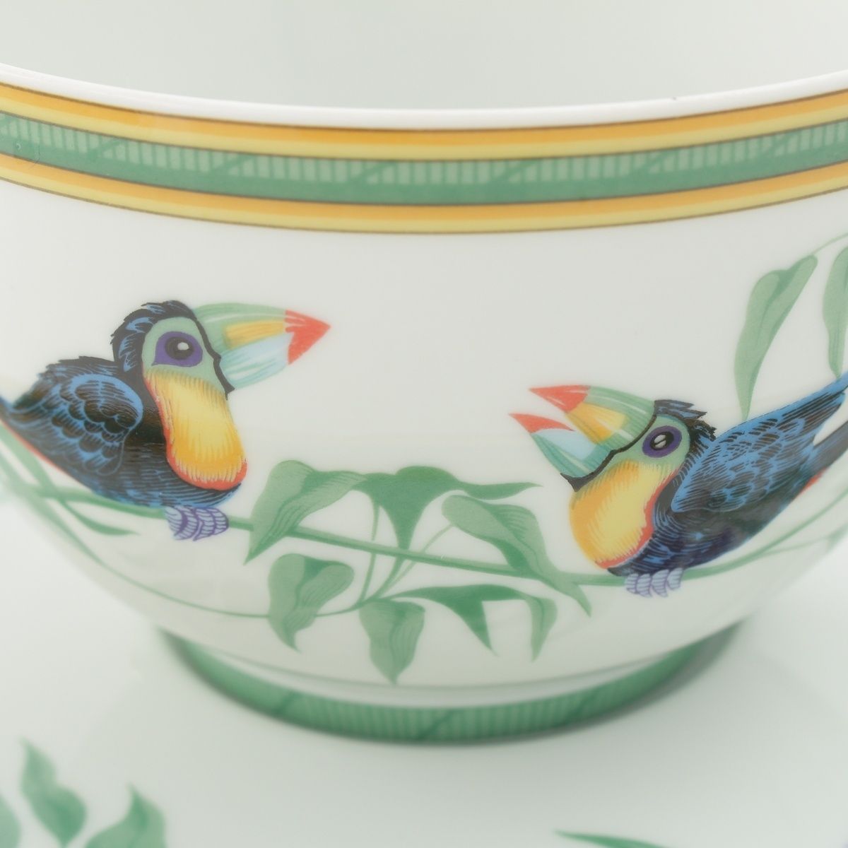 Hermes Toucans Morning Cup & Saucer Set Tableware White Green Gold — view 4