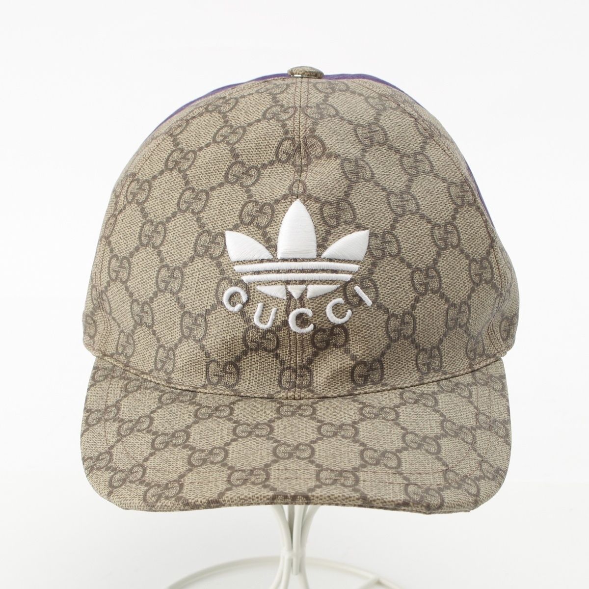 Gucci Adidas GG Supreme Double Visor Cap Hat Beige Blue XL — view 3